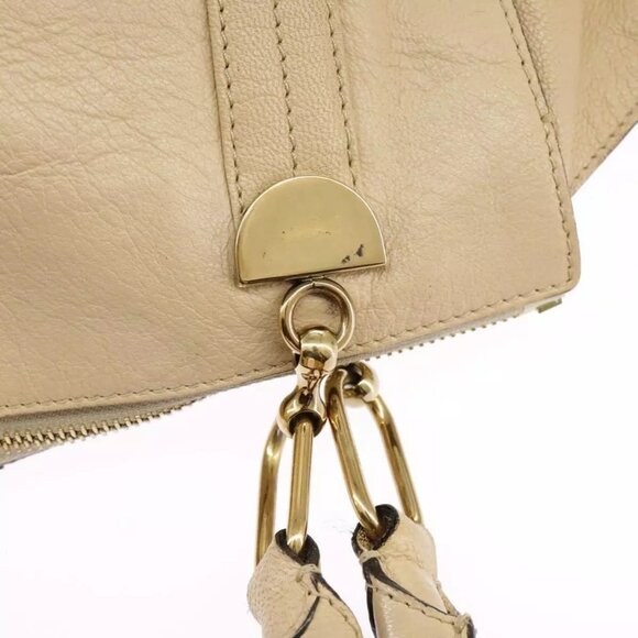 Chloe Tote Bag Leather Beige Gold Auth - Picture 7 of 16